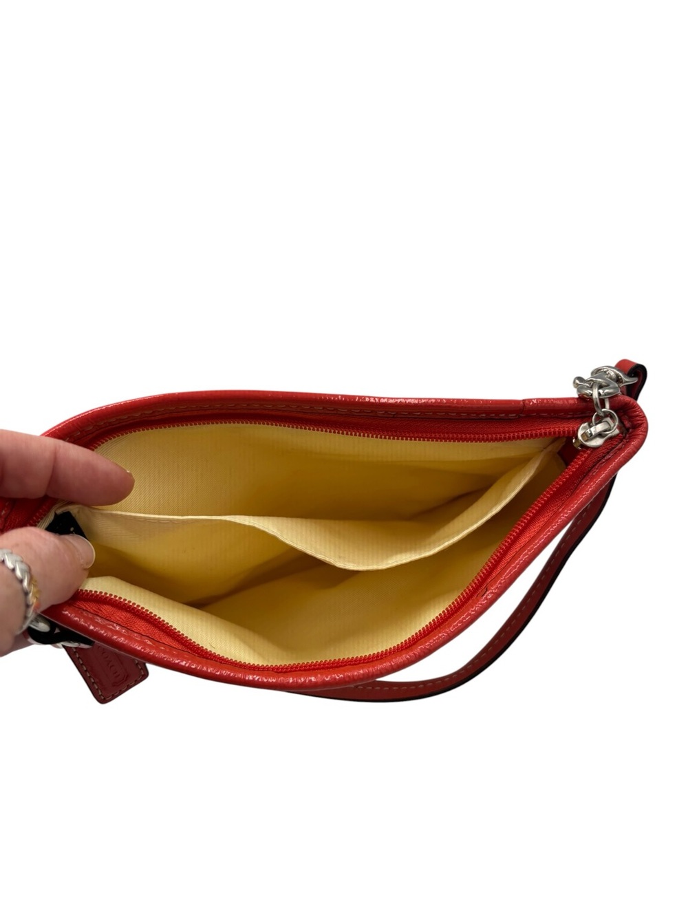 Coach Butterfly Straw Wristlet Pouch Appliqué Floral Embroidered Zip Clutch - Picture 9 of 10